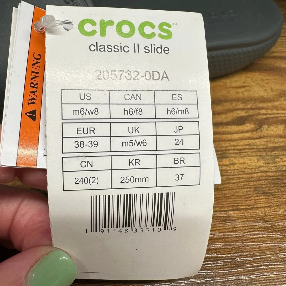 NEW Crocs Classic II Slide Sandals Slate Grey Women 8 Men 6‎ 205732-0DA